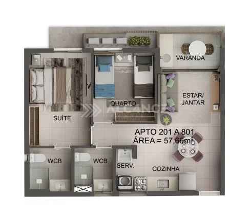 Imagem Apto - 3 Quartos - 2 Suítes - 77,26m² - Jardim Oceania, João Pessoa/PB