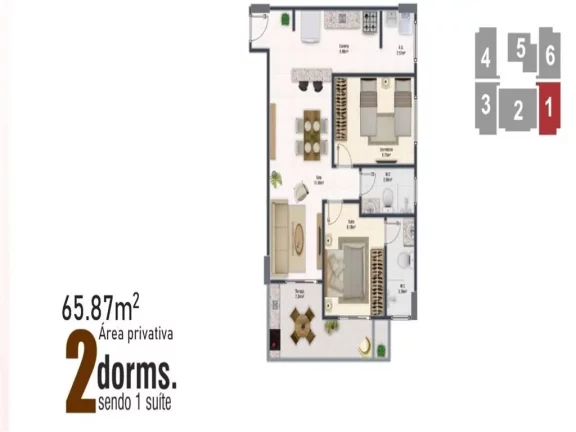 Imagem Apartamento com 1 dorm, Ocian, Praia Grande - R$ 499 mil, Cod: 2808