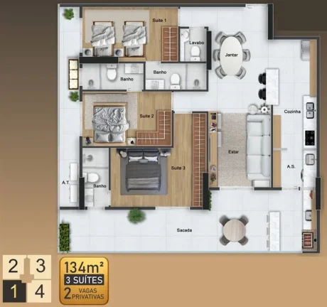 Imagem APARTAMENTO COM 134.56 m² - FORTE - PRAIA GRANDE SP