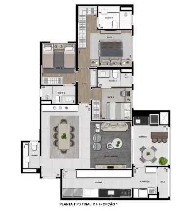 Imagem Évora: Apartamento Plaenge de 132m² - 3 Suítes no Jardim das Américas