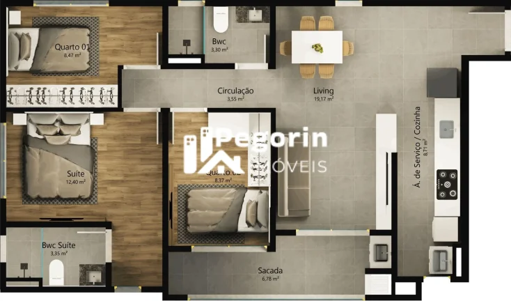 Imagem Apartamento à venda em Pinhais, Centro, com 2 quartos, 61,97m²