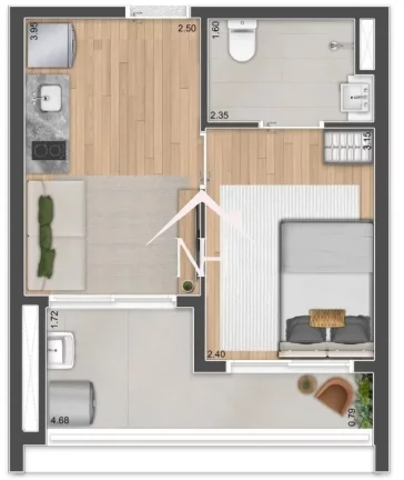 Imagem studio de 33m c/ dormitório e varanda, bicicletário,lavanderia,fitness,epaço gourmet,coworking,pet place,churrasqueira,piscina,deck,solarium,bar,spa