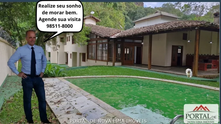 Casa a venda no condomínio Ipê da Serra, casa com armário e área de lazer com piscina. Venha conhecer no Portal de Nova Lima Imóveis - 31.98511-8000