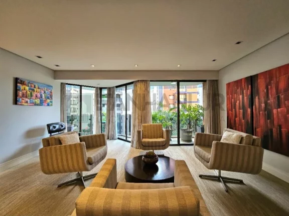 Imagem Apartamento mobiliado para locação no Itaim Bibi, São Paulo-SP: 2 quartos, 2 suítes, 3 salas, 4 banheiros, 2 vagas, 163 m².
