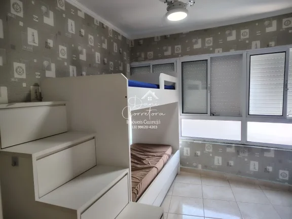 Imagem Apartamento com locação sem garantia frente mar Tombo com lazer: 2 salas, 2 banheiros, 1 vaga de garagem, 78m².