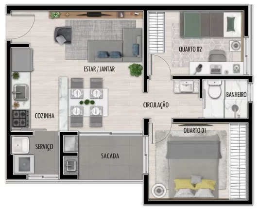 Imagem Apartamento para Venda em Curitiba, Atuba, 2 dormitórios, 1 banheiro, 1 vaga