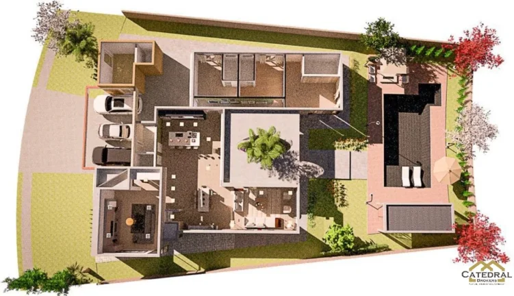 Imagem Casa em condomínio fechado com 3 quartos e piscina de 479m2 e terreno de 1.122m2