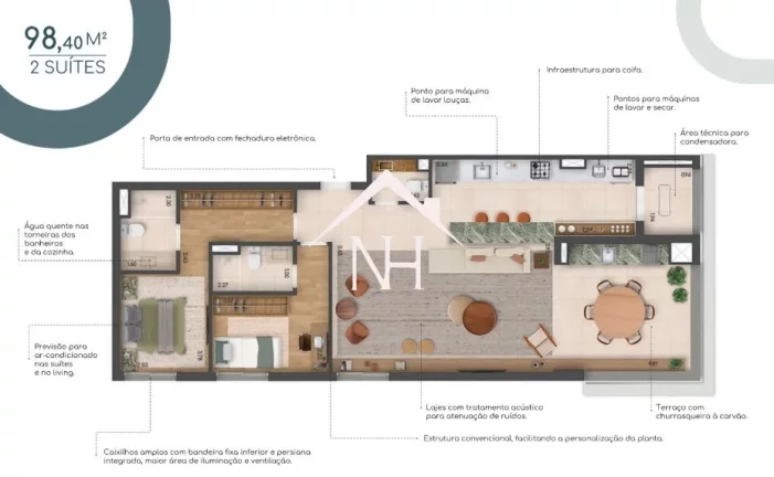 Imagem Apartamento de 98m na Vila Mariana c/2 suítes,terrraço gourmet,piscina,lounge externo,quadra,brinquedoteca,churrasqueira,coworking,pet place,2 vagas