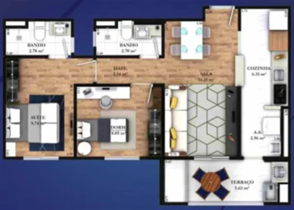 Imagem APARTAMENTO COM 63.92 m² - GUILHERMINA - PRAIA GRANDE SP