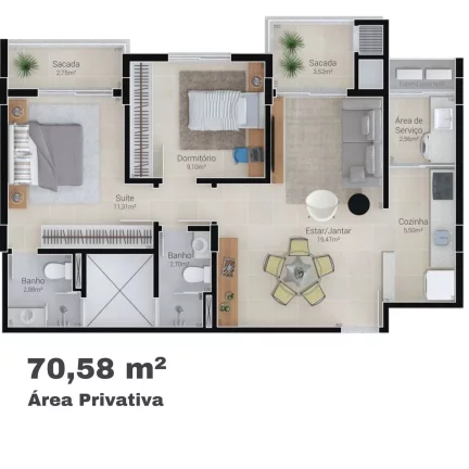 Imagem APARTAMENTO RESIDENCIAL em CRICIÚMA - SC, MICHEL