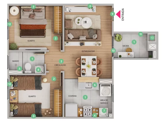 Imagem Flores de Bragança - Fase 2 - Apartamento à venda no bairro Forquilhas - São José/SC