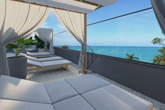 Imagem Flats Studio na cobertura Duplex com varanda / sacada e área privativa de frente para o mar da praia de Poço - FL0750