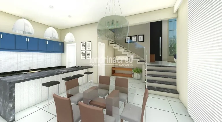 Imagem Casa em construção no Condomínio Araçari com 200m², 3 suítes, 5 banheiros, 2 vagas de garagem e localização privilegiada na Zona Leste de Londrina
