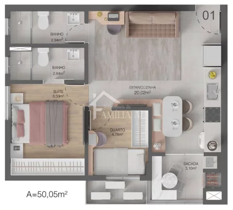 Imagem APARTAMENTO 1 SUÍTE + 1 QUARTO - ARTUS RESIDENCIAL NO ANITA GARIBALDI
