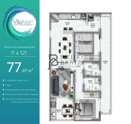 Imagem Residencial VilaMar – Lançamento em Praia Grande 01 e 02 dormitórios com 01 ou 02 vagas de garagem