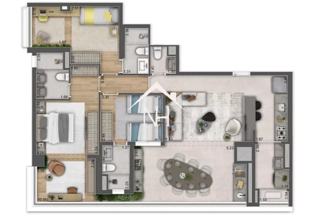Imagem Apartamento no Brooklin de 118m c/3 suítes,2 vagas, terraço gourmet, Bar, brinquedoteca, piscinas, bicicletário,coworking,fitness,playground,pet place