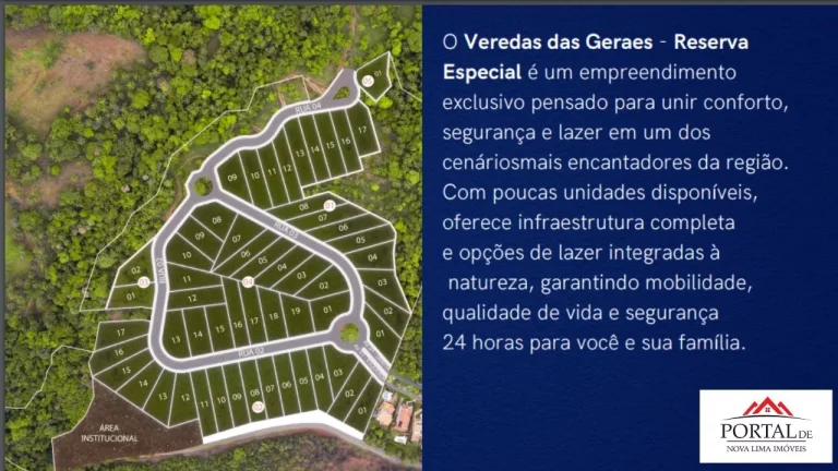 Imagem Lançamento imobiliário em Nova Lima I Apenas 52 lotes para venda no Reserva Especial do condomínio Veredas das Gerais, lotes a partir de 1.000m²