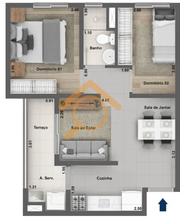 Imagem Aluguel de Apartamento em São Paulo-SP, Bairro Usina Piratininga: 2 Quartos, 1 Sala, 1 Banheiro e 1 Vaga de Garagem!