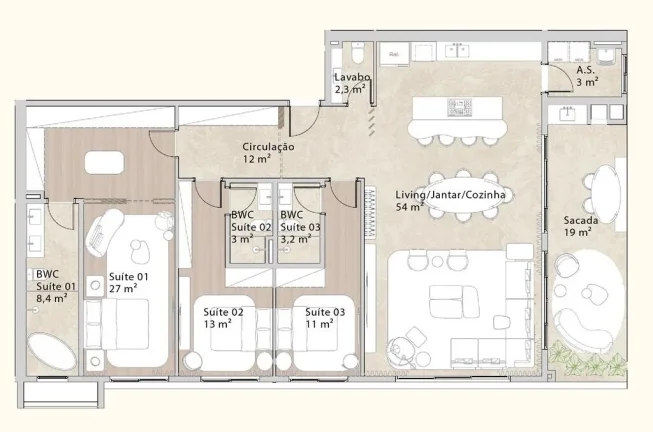 Imagem Apartamento 3 Dormitórios para venda em Florianópolis - SC