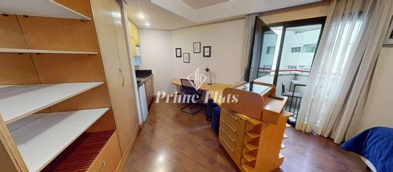 Imagem Flat disponível para locação no Hotel Bienal Suítes, com 28m², 1 dormitório e 1 vaga