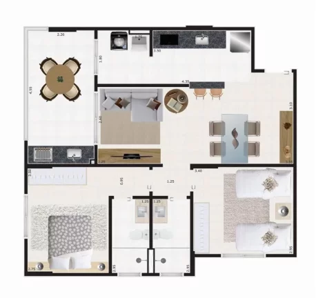 Imagem APARTAMENTO COM 75.4 m² - CENTRO - MONGAGUA SP