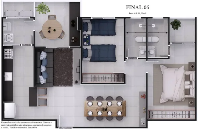 Imagem APARTAMENTO COM 80.71 m² - AVIAÇÃO - PRAIA GRANDE SP