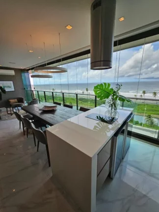 Imagem A 5ª Avenida Imóveis selecionou essa charmosa unidade no D'AZUR Odebrecht | Frente Mar | Torre PLAGE (melhor) | 4 suítes, 242,00 m² | Varanda Gourmet
