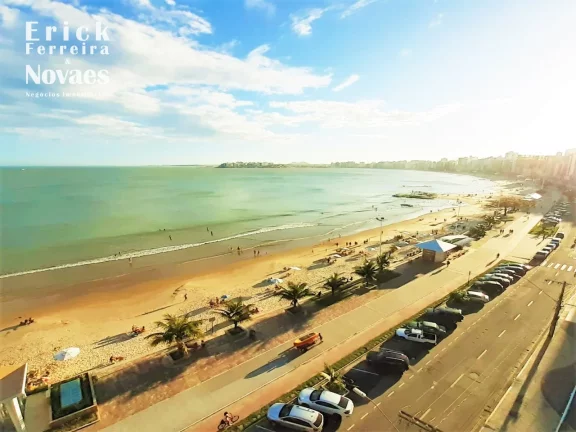 Imagem Apartamento de Frente para o Mar de Alto Padrão Para Alugar Temporada Edifício Maison Classic Avenida Beira Mar Praia do Morro Guarapari