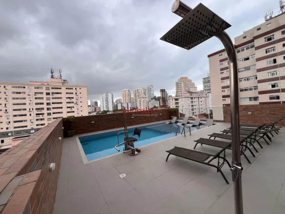 Imagem Apartamento Studio com 1 Vaga Demarcada + Depósito em Prédio com Lazer Completo no Bairro do Campo Grande em Santos por R$ 690 mil