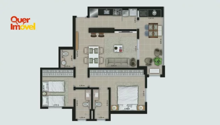 Imagem Apartamento de 2 quartos e 2 suítes na Vila Ana Maria, Ribeirão Preto-SP: Vila Luna Residence. Conheça com a Quer Imóvel!