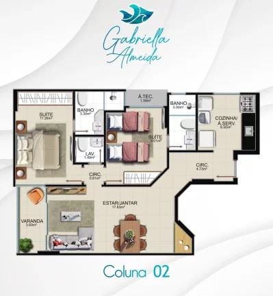 Imagem Apartamento Alto Padrão, 02 Suites, 01 Vaga de Garagem, Avenida Oceânica, Area de Lazer, Praia do Morro, Guarapari - ES
