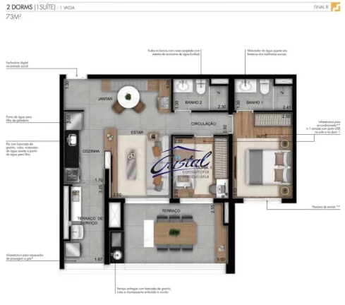 Imagem Apartamento com 2 quartos (1 suíte) à venda, 73 m² - Butantã - São Paulo/SP