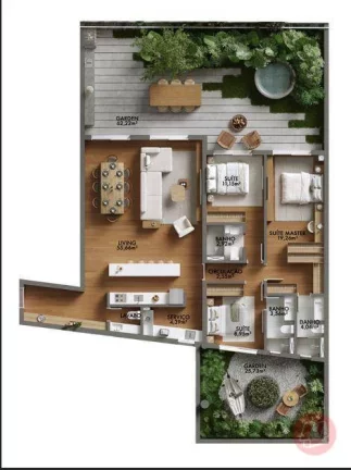 Imagem Garden próximo ao Iguatemi com 1 suite, vaga e infraestrutura. 1 dormitório, vaga e infraestrutura.