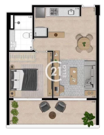 Imagem Apartamento, 53 m² - venda por R$ 1.250.000,00 ou aluguel por R$ 7.108,00/mês - Ibirapuera - São Paulo/SP