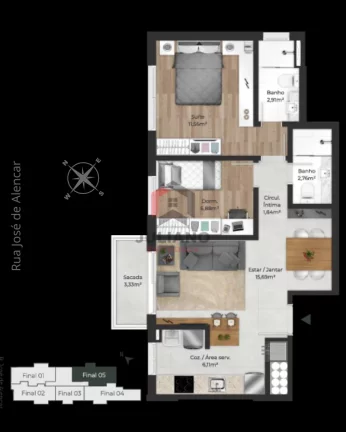 Imagem Apartamento com 2 Quartos à Venda, 60 m² em Menino Deus - Porto Alegre