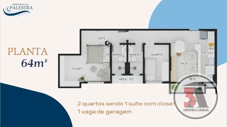 Imagem Residencial Palestra apto. 54m2 e 64m2