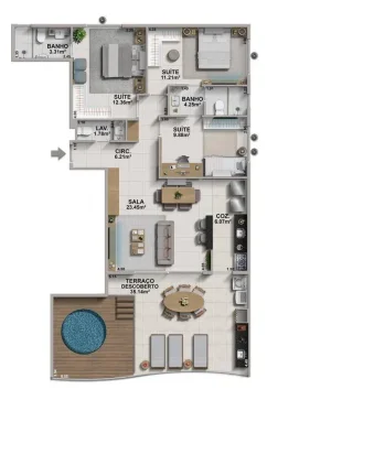 Imagem Cobertura de luxo no Recreio dos Bandeirantes, Rio de Janeiro - 3 quartos, 3 suítes, 3 vagas - 120,83 m²