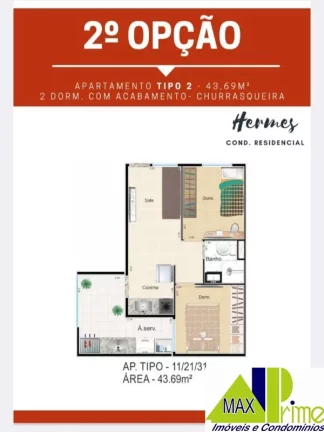 Imagem APARTAMENTO 02 DORMITÓRIOS, CHURRASQUEIRA E VAGA DE GARAGEM