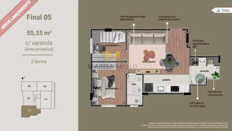 Imagem Espetacular Lançamento Apartamento à venda, no La Dolce Vista,com 2 quartos, 42,87m2 a 55.15m2 no bairro Tingui em Curitiba.