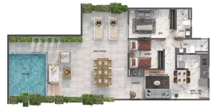 Imagem Apartamentos com piscina privativa a 300m da praia do Bessa no Jardim Oceania - AP1653