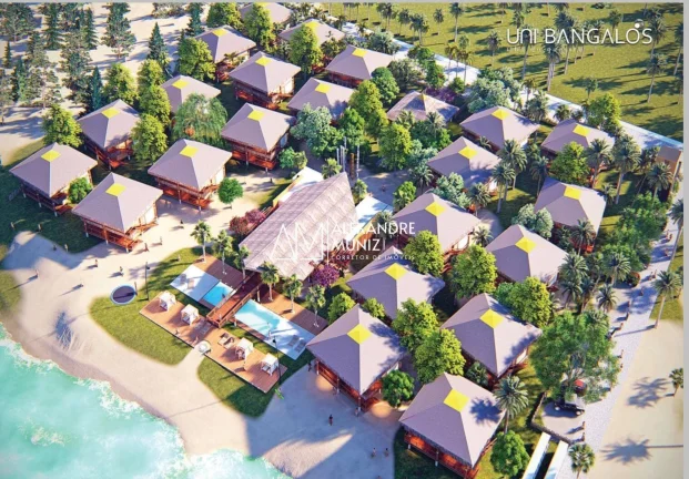Imagem Uni Bangalôs, Ilha do Guajiru, Itarema-CE. Bangalôs pé na areia.