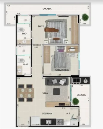 Imagem APARTAMENTO COM 69.28 m² - GUILHERMINA - PRAIA GRANDE SP