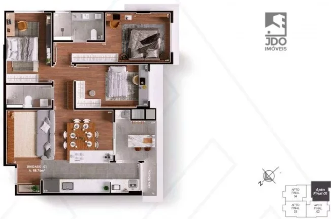 Imagem Apartamento a Venda no bairro Boa Vista - Curitiba, PR