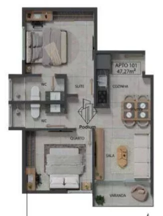 Imagem Flats com 02 quartos e varanda a 350m da Praia do Cabo Branco - FL0848