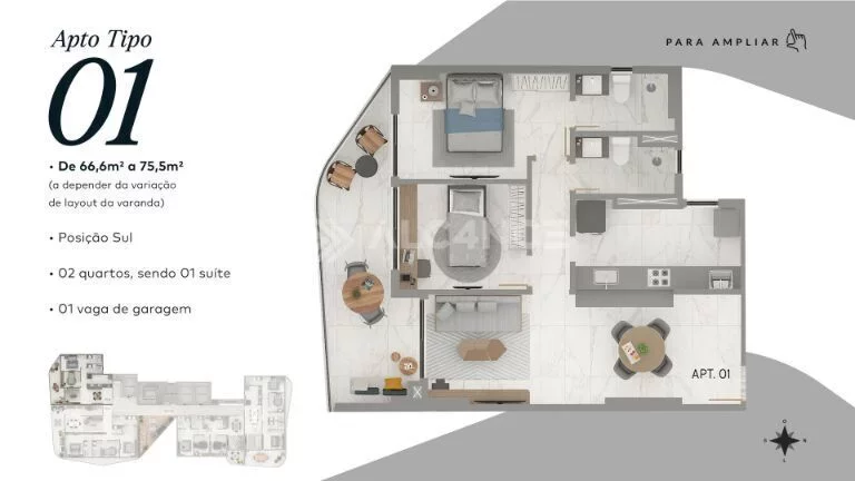 Imagem Apto Alto Padrão - 3 Quartos - 1 Suíte - 84,50 m² - Jardim Oceania, João Pessoa/PB