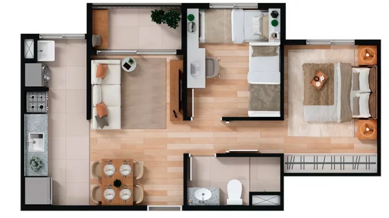Imagem Apartamento à venda na Vila Bela Vista, 2 quartos, 1 banheiro, 1 vaga de garagem, 45m² - Minha casa minha vida em Santo André