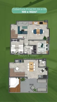Imagem Cobertura Duplex 83 à 101m², 1 a 2 Dormitórios, Últimas unidades, na Vila Bocaina, Mauá-SP