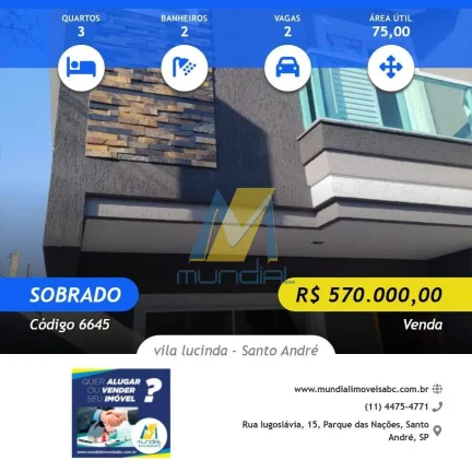 Imagem Sobrado à Venda na Vila Lucinda - Santo André