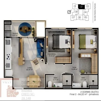 Imagem Lançamento em CACUPÉ|Apartamento de alto padrão|2 quartos c/ suite
