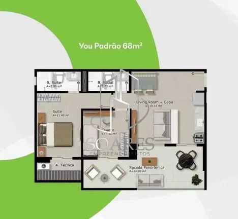 Imagem You Residence são 68 e 88 metros com 2 e 3 quatos com até 2 vagas 05